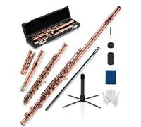 AKLOT Closed-Hole Concert C Flute: Flute Instrument with 16 Keys, Offset G, Smooth Cupronickel Keys, Air-Tight Pads, Include Stylish Leather Hard Case, Cleaning Kit, Stand, Joint Grease (LUM-CE)