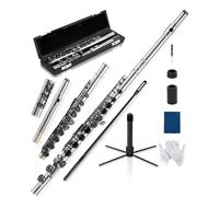 AKLOT Closed-Hole Concert C Flute: Flute Instrument with 16 Keys, Offset G, Smooth Nickel-Silver Keys, Air-Tight Pads, Include Stylish Leather Hard Case, Cleaning Kit, Stand, Joint Grease (LUM-MO)