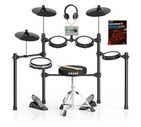AKLOT Complete Electric Drum Set: 4 Dual-Zone Mesh Pads, Quiet Electronic Drum Set for Beginner with 8'' Snare, 360 Sounds, Choke Cymbals, Throne, Headphones, Sticks and Lesson Book (B-CORE530Pro)