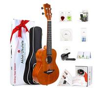 Aklot Concert Ukulele Solid Mahogany Ukelele 23 Inch Ukele Professional Uke With Free Online Course 8 Packs Beginner Starter Kits(Gig Bag Picks Tuner Strap String Cleaning Cloth Instruction Book)