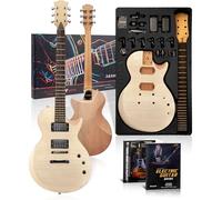 AKLOT DIY Electric Guitar Kit: Flame Maple Top, Roasted Maple Neck, Pre-Soldered Wiring, HH Pickups, Coil-Split, Luminous Position Markers, Build Your Own Lorien Style Beginner Guitar with Accessories