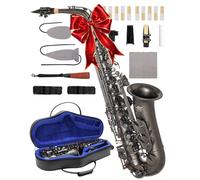 AKLOT E-Flat Alto Saxophone: Matte Black Nickel Brass Body with Deep, Powerful Tone, Smooth 23-Key System, Includes Premium Leather Case, Reeds & Saxophone Cleaning Kit for Stage or Studio Use