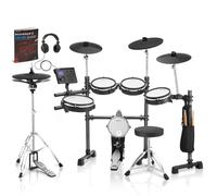 AKLOT Expanded-Size Electric Drum Set: 12'' Two-Piece Standalone Hi-Hat, Independent Kick Drum and 10'' Dual-Zone Snare, 12'' Triple-Zone Ride Cymbal, All Mesh Heads, 460 Sounds, (Mesh Kick Drum)