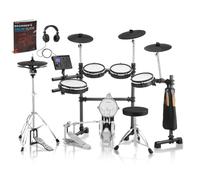 AKLOT Expanded-Size Electric Drum Set: 12'' Two-Piece Standalone Hi-Hat, Independent Kick Drum and 10'' Dual-Zone Snare, 12'' Triple-Zone Ride Cymbal, All Mesh Heads, 460 Sounds, (Mesh Kick Drum)