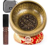AKLOT HandMade Meditation Singing Bowl: Tibetan Sound Bowl Set with Pure Tone, Sound Bath Bowl with Cushion, Mallet, Carry Bag, Spiritual Gift for Chakra Clearing, Yoga, Prayer, Relaxation (5 Inch)