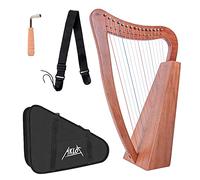 AKLOT Harp, 15 Strings Mahogany Harp 22 Inch Height for Adult Professional Beginner with Tuning Wrench,Black Gig Bag,Strap (NO Spare String, International Standard Strings)