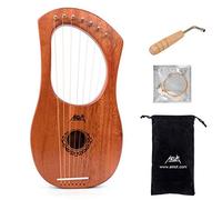 AKLOT Lyre Harp, 7 Metal String Bone Saddle Mahogany Lye Harp with Tuning Wrench and Black Gig Bag