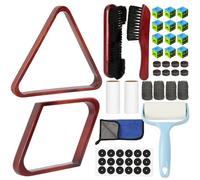 AKLOT Pool Table Brush Set for Felt,10 Kit Billiard Table Cleaning Accessories with Billiard Rack 8/9 Ball Triangle Diamond,Pool Table Brush,Cue Chalk,Sticky Lint Roller Accessories,Wine Red