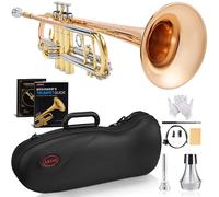 AKLOT Tri-Metallic Artistry Bb Trumpet: Phosphor Bronze Bell, Smooth Monel Valves, Double-Bar Support System, Includes Premium Leather Case, Lesson Book, 7C Mouthpiece, Mute, Cleaning Kit (SNR-PriFTG)