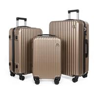 Aklsvion 3-Piece Hardside Luggage Set, ABS+PC Spinner Suitcase with Anti-Burst Zipper & Built-in Lock, 20/24/28 Inch, champagne, L, Luggage Set of 3 Luggage Set Suitcases for Travelling Hard Shell