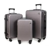 Aklsvion 3-Piece Hardside Luggage Set, ABS+PC Spinner Suitcase with Anti-Burst Zipper & Built-in Lock, 20/24/28 Inch, grey, L, Luggage Set of 3 Luggage Set Suitcases for Travelling Hard Shell Luggage
