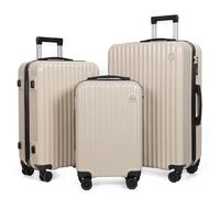 Aklsvion 3-Piece Hardside Luggage Set, ABS+PC Spinner Suitcase with Anti-Burst Zipper & Built-in Lock, 20/24/28 Inch, Beige, L, Luggage Set of 3 Luggage Set Suitcases for Travelling Hard Shell Luggage