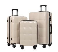 Aklsvion Luggage Sets, 3 Piece Durable Suitcase Set with Spinner Wheels, 3 Pcs Hard Shell Lightweight Luggage, Large Checked Travel Suitcases, 20/24/28 Inch, Beige, L, Hardside Luggage With Spinner