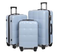 Aklsvion Luggage Sets, 3 Piece Durable Suitcase Set with Spinner Wheels, 3 Pcs Hard Shell Lightweight Luggage, Large Checked Travel Suitcases, 20/24/28 Inch, Blue, L, Hardside Luggage With Spinner
