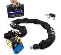 AKM Safe 80db Alarm 4ft/120cm Long Anti Theft Heavy Duty Motorcycle Chain Lock 3/8''/10mm Thick Weather Proof Durable Chains with 3 Customized Keys,Ideal for Bikes,Bicycles,Scooters,Moped