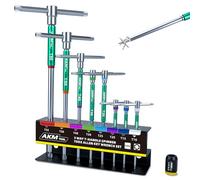 AKM TOOL 9 PCS 3-Way T-Handle Torx Star Allen Wrench Set, T10-T55, Sliding Handle, T Handle Allen Wrench Set with Magnetized & Demagnetized, for Versatile Speed And Leverage Application