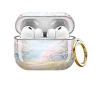 AKMASK Compatible with AirPods Pro 3rd Generation Case (2025), Soft Cute TPU Drop Protective Shockproof Cover AirPods Pro 3 Case Accessories with Gold Keychain for Women Men Beautiful Flowers