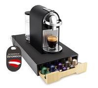 akmera Bamboo Capsule Holder for Nespresso Capsules - Practical Storage of 45 Coffee Capsules as a Base with Drawer for Your Nespresso Coffee Machine