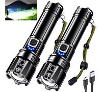 AKNEAR Rechargeable LED Torch High Lumens Super Bright | Torches with Zoomable, USB C Rechargeable, 6 Light Mode, IPX7 Waterproof, Powerful Flashlight for Home, Hiking, Camping