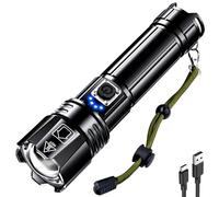 AKNEAR Rechargeable LED Torch High Lumens Super Bright | Torches with Zoomable, USB C Rechargeable, 6 Light Mode, IPX7 Waterproof, Powerful Flashlight for Home, Hiking, Camping