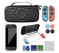 AKNES Carrying Case Compatible with Nintendo Switch 2, Switch 2 Accessories Kit - Includes Screen Protector, JoyCon 2 Silicone+PC Cover, Switch 2 Console Clear Back Shell, Thumb Grip Caps