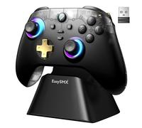 AKNES EasySMX D05 Wireless Gaming Controller with Charging Dock for PC/Switch/iOS/Android,Hall Effect Joystick & Triggers,2 Programmable Back Buttons,1000Hz Polling Rate,Adjustable RGB Lighting-Black