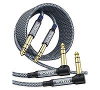 AkoaDa 6.35mm Professional TRS Instrument Cable (3M 2-Pack), Straight 1/4 Inch Male Jack Stereo Audio Interconnect Nylon Braided Instrument Cable For Speaker, Equalizer, Mandolin, Effector (Grey)
