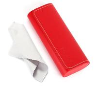 AkoaDa Glasses Case, Durable Hard Shell Glasses Case for Women & Men, Stylish PU Leather Glasses Cases with Cleaning Cloth, Protective Eyeglass Storage Box for Study, Work, Travel - Red