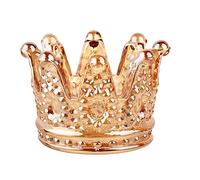 AKOAK 1 Pack Crown Glassware Candle Holder, Elegant Glass Tea Lamp Holder, Tea Light/Tabletop Candle Holder Decoration, Votive Candle Holder, Wedding, Party, Dinner, Family Decoration (Amber)