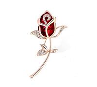 AKOAK 1 Pack Crystal Rose Brooch, Elegant Shining Rose Safety Pin for Women's Coat Sweater Blouse Cape Holiday Birthday Party Gift