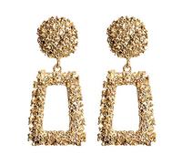 AKOAK 1 Pack European and American Geometric Earrings Creative Personality Embossed Trapezoidal Long Metal Earrings Jewelry gold