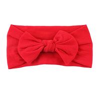 AKOAK 1 Pack Solid Color Skin Friendly Baby Headband Elastic Soft Nylon Headband Cute Baby Bow Headband (Red)