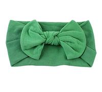 AKOAK 1 Pack Solid Color Skin Friendly Baby Headband Elastic Soft Nylon Headband Cute Baby Bow Headband (Green)
