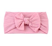 AKOAK 1 Pack Solid Color Skin Friendly Baby Headband Elastic Soft Nylon Headband Cute Baby Bow Headband (Dark Pink)