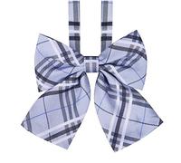 AKOAK 1 Pack Women's Uniform Tie, Adjustable Plaid Bow Tie, for Women's Uniforms, Shirts, Dresses, Skirts, Light Blue, Large