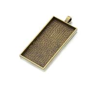 AKOAK 10 Pieces 25mm X 50mm Antique Bronze Rectangle Pendant Trays Pendant Blanks Cameo Bezel Settings for Photo Charm,Cabochon and Jewelry Making