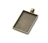 AKOAK 12 Pieces 25mm X 35mm Antique Bronze Rectangle Pendant Trays Pendant Blanks Cameo Bezel Settings for Photo Charm,Cabochon and Jewelry Making