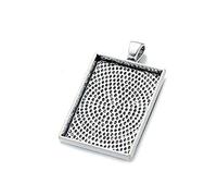 AKOAK 12 Pieces 25mm X 35mm Antique Silver Rectangle Pendant Trays Pendant Blanks Cameo Bezel Settings for Photo Charm,Cabochon and Jewelry Making