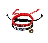 AKOAK 2 Pcs HIS HERS Couple Braided Bracelet Padlock Key Pendant Hand Braided Lanyard Valentine's Day Gift Jewelry, 17cm/6.69inch, Alloy + Rope, plastic beads