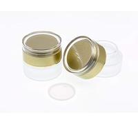 AKOAK 2 Pcs Refillable Frosted Glass Cosmetic Cream Jar Bottle Container,High-end Separate Bottles for Cosmetics with Gold Lid,Capacity 20g/0.67oz