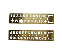 AKOAK 2-Piece Set Brass English Alphabets & Arabic Numerals Stencils with Symbols: Letter, Number & Symbol Stencils for Drawing, Bookmarks, Templates