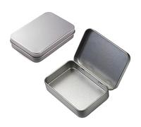 AKOAK 2 Pieces 4.5 x 3.3 x 0.86 Inch Rectangular Empty Hinged Tin Box Containers for Home Storage or Outdoor Active Storage Containers