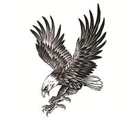 AKOAK 2 Pieces Eagle Tattoo Waterproof Temporary Body Sexy Art Sweat Resistant for Men Women (Black)