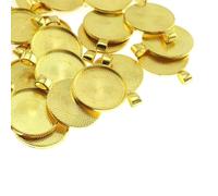 AKOAK 20 Pcs 30 mm Round Frame Pendant Tray, Alloy Pendant Tray, Round Blank Frame Charm DIY Pendant Making Accessories for Making DIY Photo Pendants (Golden)