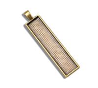 AKOAK 20 Pcs Rectangle Bezel Pendant Trays,10x50 mm Antique Bronze Blanks Cameo Bezel Settings, for DIY Photo Pendant Necklace Jewelry Making, Alloy, alloy