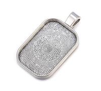 AKOAK 20 Pieces 20mm X 30mm Rectangle Bezel Pendant Trays, Blanks Cameo Bezel Settings for DIY Necklace Cameo Pendant and Jewelry Making, Alloy, alloy