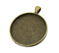 AKOAK 20 Pieces 35mm Diameter Antique Bronze Round Pendant Trays Pendant Blanks Cameo Bezel Cabochon Settings for Photo Charm or Cabochon
