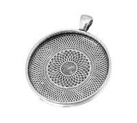 AKOAK 20 Pieces 35mm Diameter Antique Silver Round Pendant Trays Pendant Blanks Cameo Bezel Cabochon Settings for Photo Charm or Cabochon