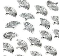 AKOAK 25 Pack Vintage Antique Silver Tone Fan Shaped Charm Pendants for Jewelry Making DIY Charm Crafts