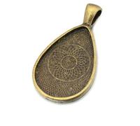 AKOAK 25 Pieces 18mm x 25mm Antique Silver Drop-shaped Pendant Trays Pendant Blanks Cameo Bezel Settings for DIY Necklace Cameo Pendant and Jewelry Making, Alloy Steel, alloy
